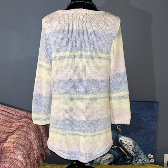 Talbots Size L 3/4 Sleeve Loose Knit Pastel Sweater - Picture 7 of 12